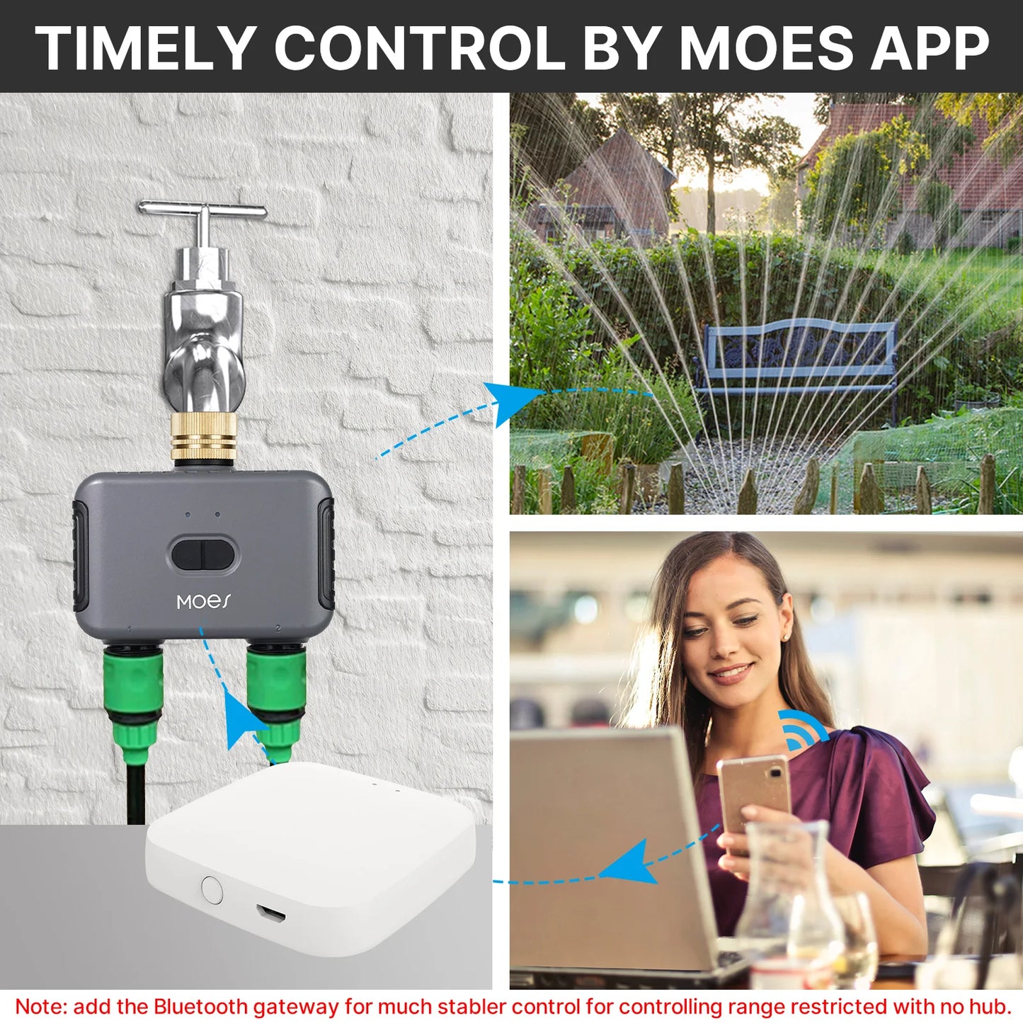 MOES Bluetooth Value Smart Garden Sprinkler Water Timer by 2 Way Rain Delay Filter Programmable Automatic Irrigation Controller