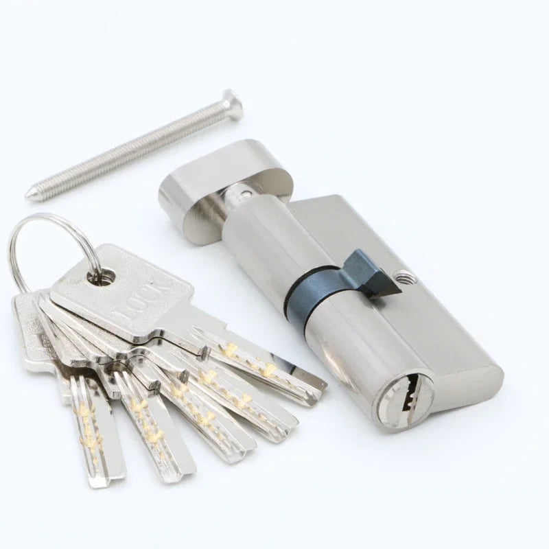Door Cylinder 55 60 65 70 75 80 85 90mm Security Copper Lock Cylinder Interior Bedroom Living Handle Brass Key Locking 5 Keys