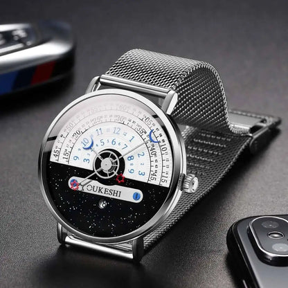 Fashion Mesh Band Men Business Watches Calendar Quartz Wristwatches For Mens Clock Reloj Hombre