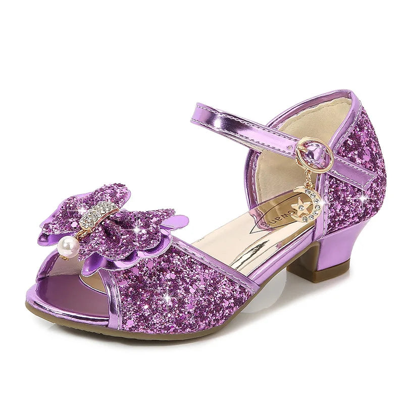 Princess Girls Party Shoes Children Sandals Colorful Sequins High Heels Shoes Girls Sandals Peep Toe Summer Kids Shoes CSH813