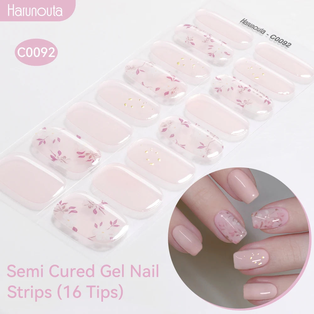 Gradient Auroras Semi Cured Gel Nail Strips Sparkly Shinning DIY Gel Polish Stickers for Nails Works with UV/LED Nail Lamps
