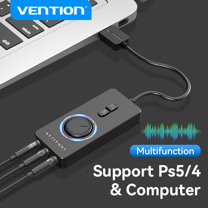Vention USB External Sound Card USB to 3.5mm Audio Adapter USB to Earphone Microphone for Macbook Computer Laptop PS4 Sound Card