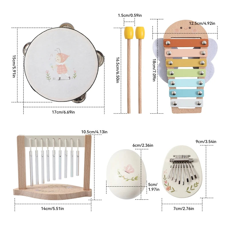 Montessori Kids Musical Toys Wooden Educational Instruments Baby Percussion Instruments Music Station Newborn Birthday Gift