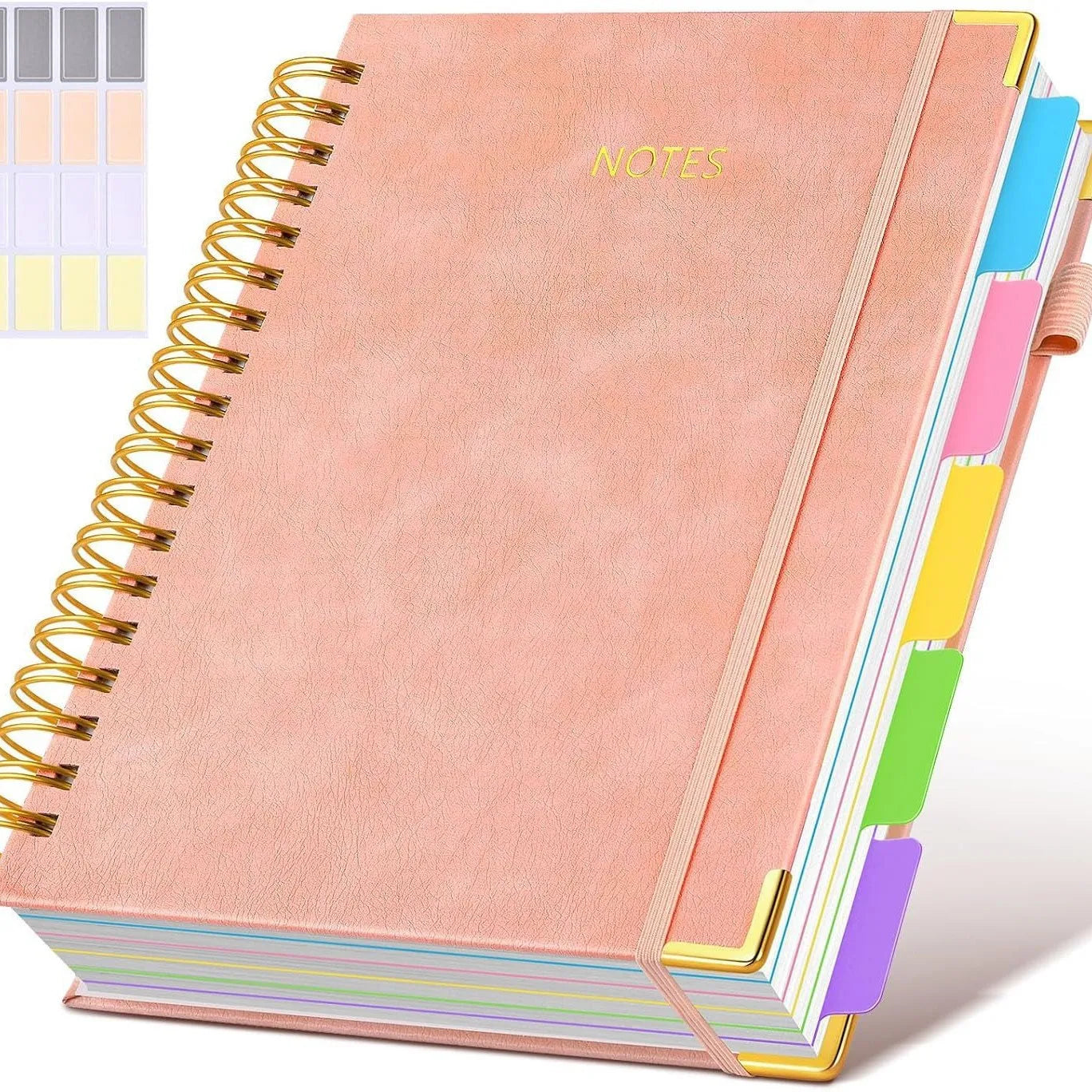 Extra Large Hardcover Spiral Notebook - with Removable Dividers & Tabs, 300 Pages Faux Leather Cover,For School,Office,Planner