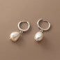Modian 925 Sterling Silver Baroque Pearl Ear Buckles For Women Trendy Bright Simple Hoop Earrings Fine Jewelry Luxury Gift