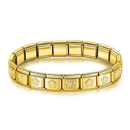 Hapiship 2024 Women's Jewelry 9mm Width Itanlian Elastic Star Heart Butterfly Charm Bracelet Fashion Stainless Steel Bangle ST-