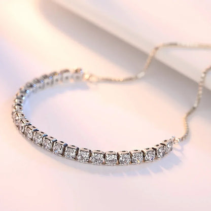 Fine 925 Sterling Silver Bracelet Elegant Zircon Tennis Crystal Chain for Women lady Fashion Noble Engagement Wedding Glam