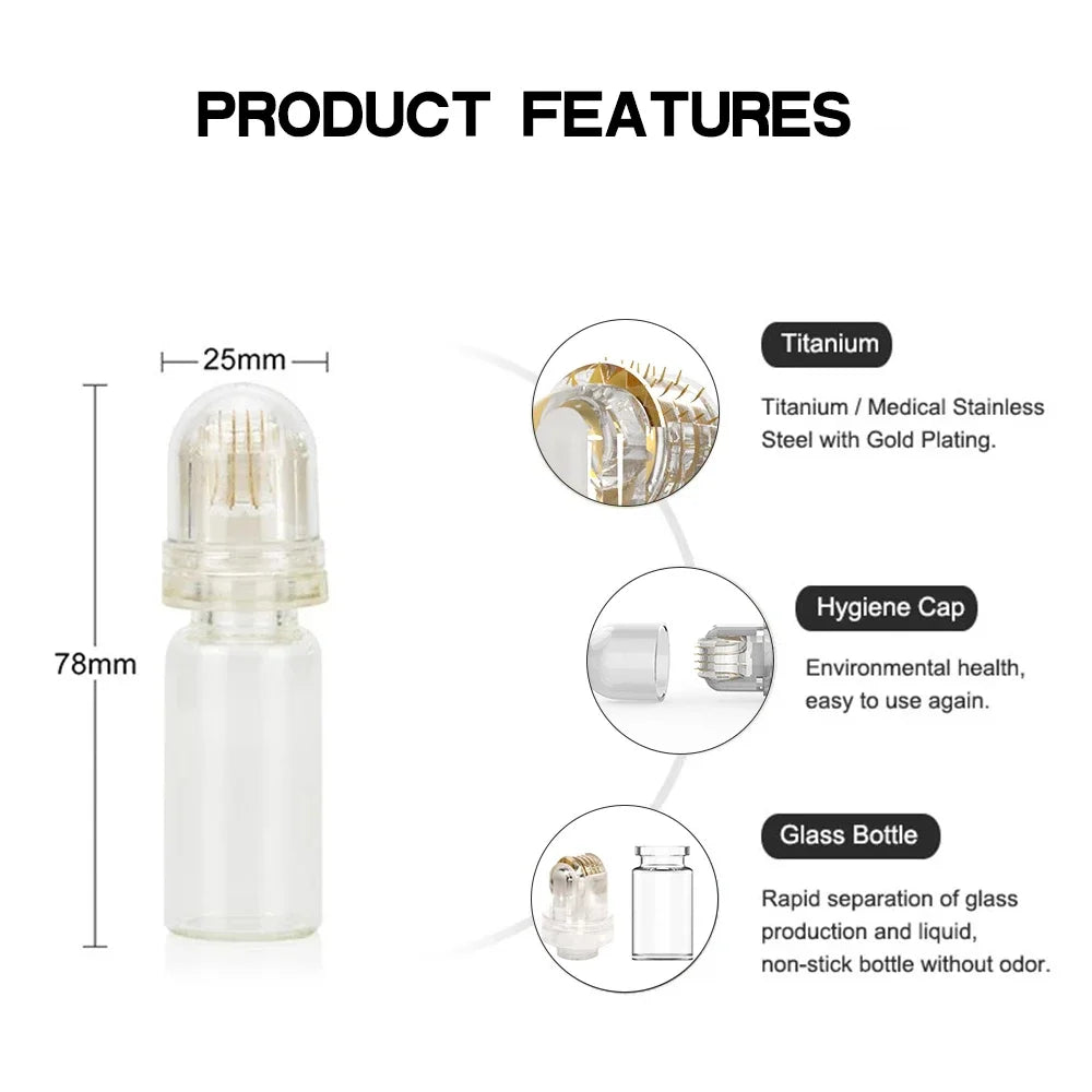 1Pcs 64needles Microneedle with 10ml Bottle Beauty Skin Repair Microneedling Tool