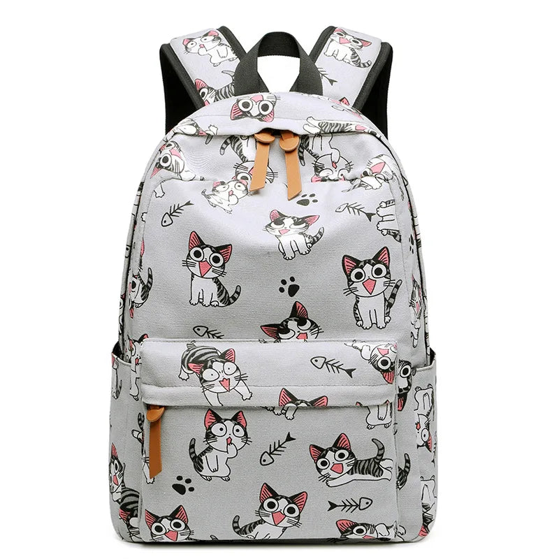 Cute Cat School Bags For Teenage Girls Students Backpack Waterproof Book Bag Travel College Laptop Backpack