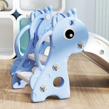 3 in 1 children's giraffe slide, basketball hoop ball, blue, children's slide, toy slide, children's toy slide, outdoor slide, slide