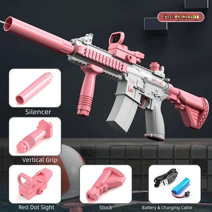 Hot-Selling M416 Electric Water Gun, Rechargeable High-Speed Continuous Water Spray Toy, Long-Range Water Play Toy, Suitable for Summer Swimming Pools, Parties, Beach Activities, Birthdays, Travel Souvenirs, Graduations, Part