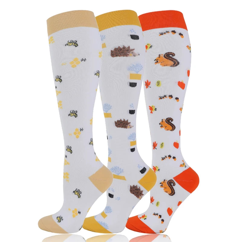 58 Styles 3 Pairs/Pack Compression Socks Knee High 30MmHg  Women Men Sports Socks Edema Diabetes Varicose Veins Running Socks