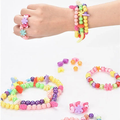 Girls DIY Bead Set Jewelry Making Kit for Kids Girl Pearl Beads for Bracelets Rings Necklaces Creativity Kits Art Craft Toy