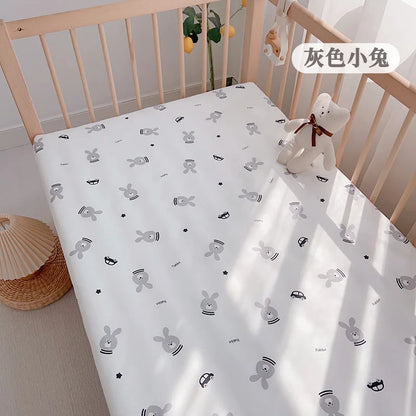1pcs 130*70CM Breathable Cotton Fitted Crib Sheets for Baby Crib Mattress Cover Soft Bedding Set of Solid Color Infant Bed Sheet