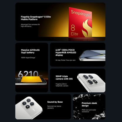 Global Version POCO F8 Pro 5G 6.59' Snapdragon® 8 Elite Mobile Platform 100W HyperCharge 6210mAh 50MP Camera NFC IP68 XIaomi