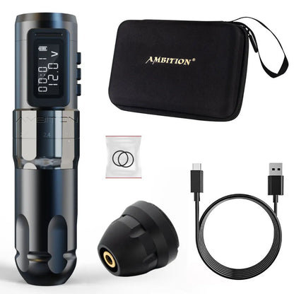 Ambition MARS-U Professional Wireless Tattoo Machine Pen Adjustable Stroke 2-4mm Cartridge 1800mAh Coreless Motor Tattoo Artists