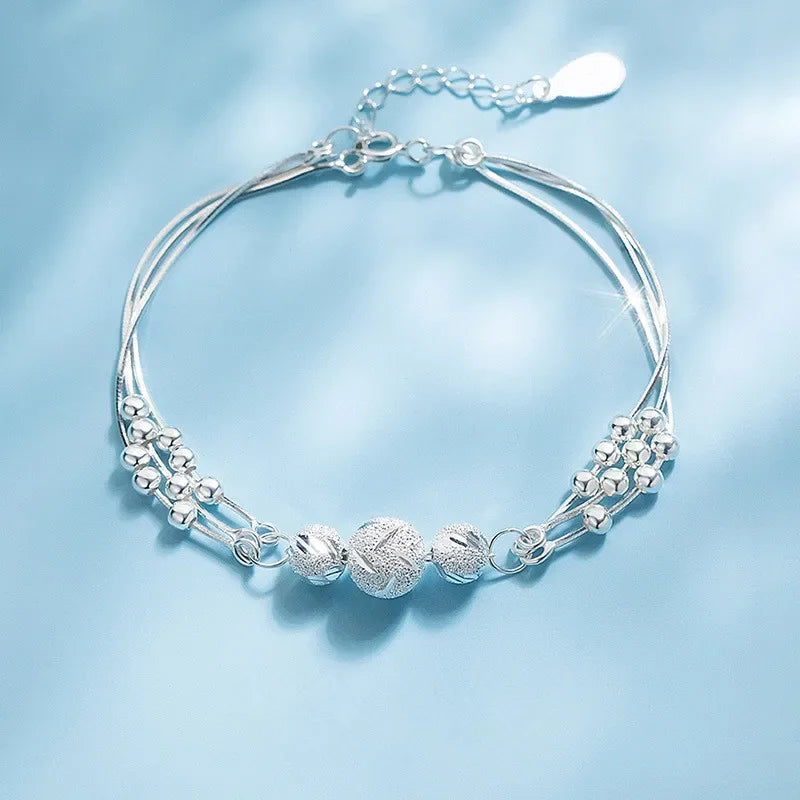 Fine 925 Sterling Silver Bead Charm Bracelet For Women Girls Lady cute Wedding Party Bohemian Fashion Jewelry Gift noble y2k