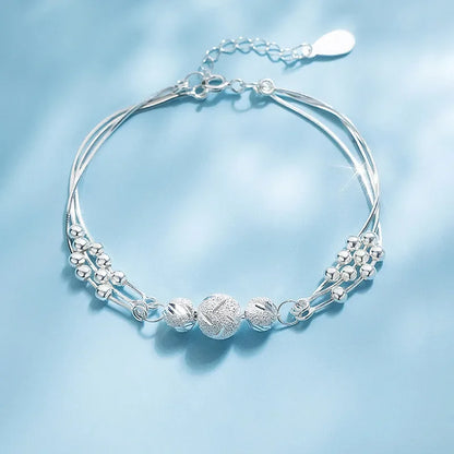Fine 925 Sterling Silver Bead Charm Bracelet For Women Girls Lady cute Wedding Party Bohemian Fashion Jewelry Gift noble y2k