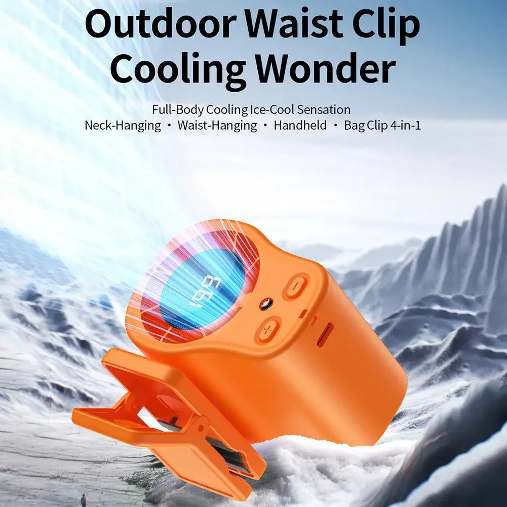 360 Rotatable Semiconductor Cooling Fan USB Rechargeable Clip Fan Quiet Design with LED Screen for Car & Camping