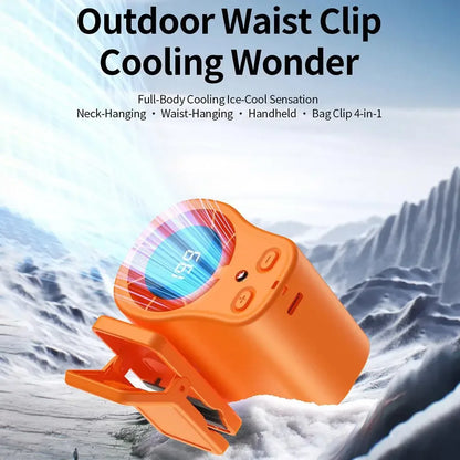 360 Rotatable Semiconductor Cooling Fan USB Rechargeable Clip Fan Quiet Design with LED Screen for Car & Camping