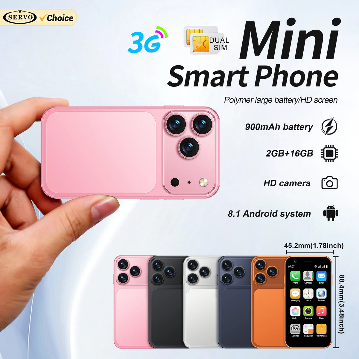 SERVO 18SE MINI Android Mini Smartphone 3G WCDMA 2GB RAM 16GB ROM Wi-Fi Hotspot GPS 3.0" Touch Small Smart Phones 2 SIM Standby
