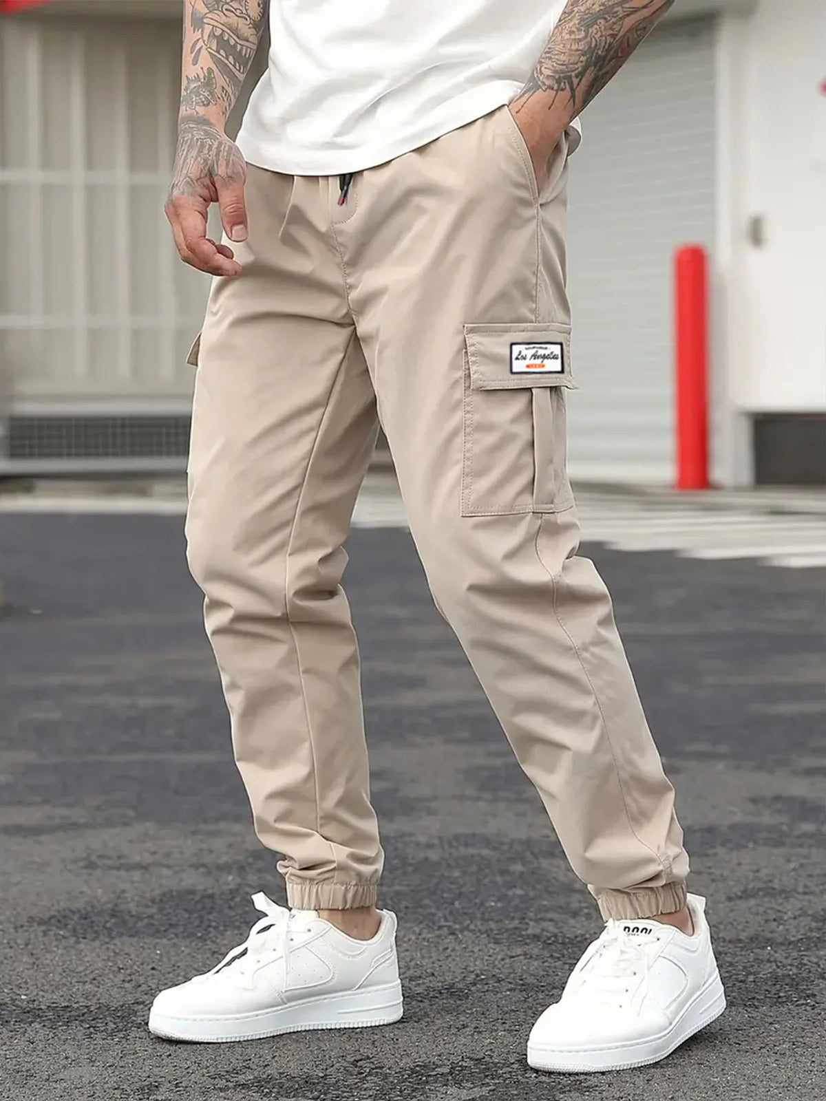 Spring Men's Casual Cargo Pants Men Outdoor Jogging Elastic Waist Drawstring Sweatpants Loose Overalls Trousers Clothing