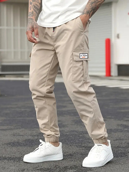 Spring Men's Casual Cargo Pants Men Outdoor Jogging Elastic Waist Drawstring Sweatpants Loose Overalls Trousers Clothing
