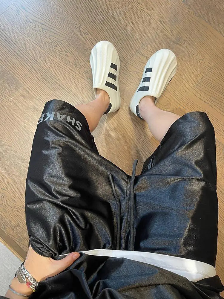 Glossy Pockets Men's Shorts Outdoor Fitness Male Plus Size Casual Sports Basketball Bottoms