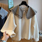 Women Trend Double-Layer Peter Pan Collar Cute Sweet Sweatshirt Casual Streetwear Y2K Oversized Hoodie Long Sleeve Pullover Tops
