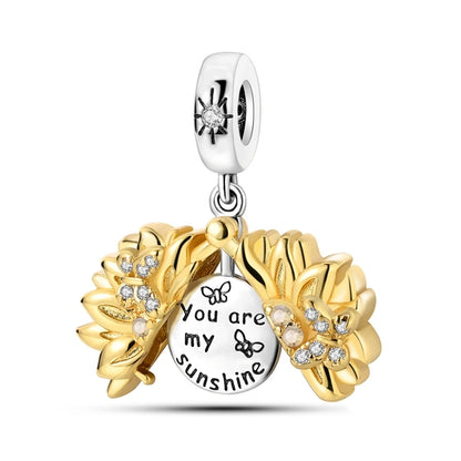 Original 925 Sterling Silver Charm Beads Clover Sunflower Tulip Carnation Pendant For Women Jewelry Fashion Gift