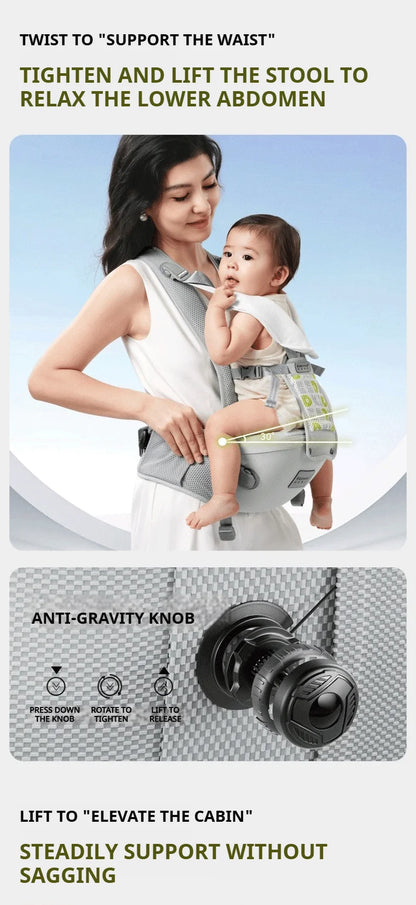 AIBEDILA Baby Carrier Waist Stool Ergonomic Kangaroo Baby Carrier with Knob Breathable Newborn Waist Stool 0-36M