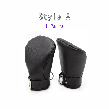 Couple Bdsm Slave Bondage Games Erotic Costume of Leather Fist Mitts Gloves with Paw Padded for Puppy Traction Flirt Accessories