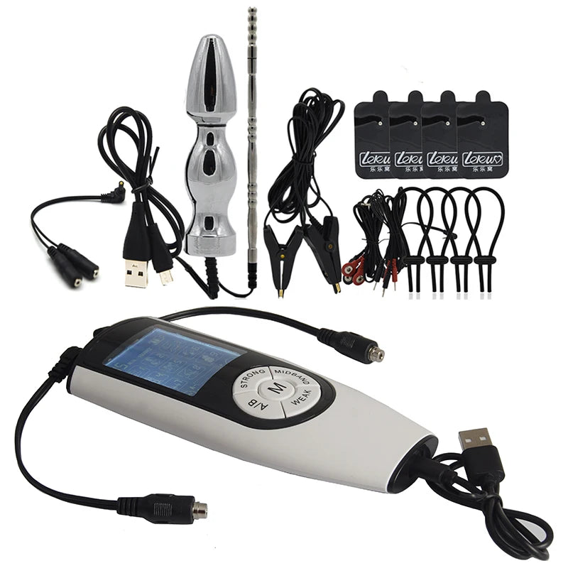 Strongest BDSM Electro Stimulation E-Stim Host Medical Themed Sex Toy Anal Plug Cock Ring Urethral Sound Dilator Pads For Men