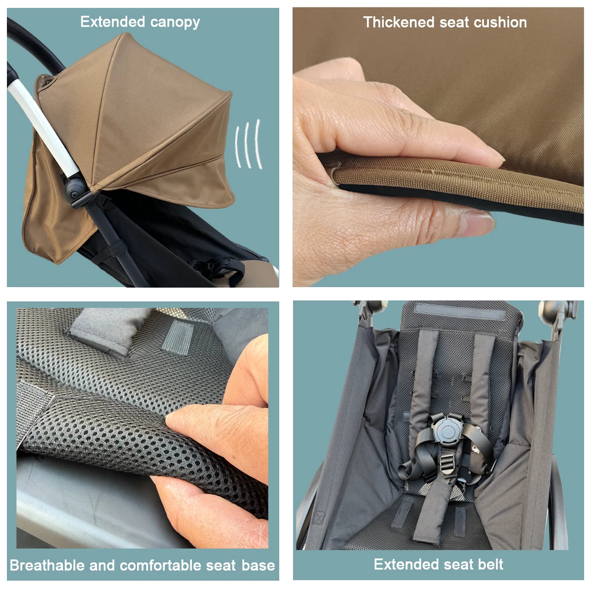 MomTan Stroller Accessories Replacement Set Extended Canopy & Seat Cushion & Seat Base For Babyzen YOYO Series & Stokke YOYO3
