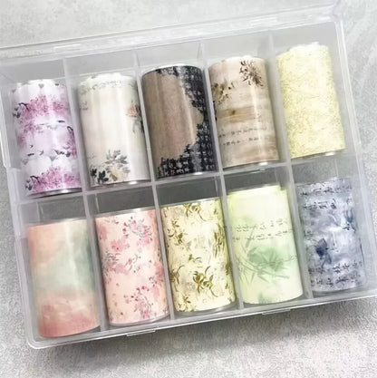 10Rolls Lacce Flower  Nail Foils Transfer Paper  Nail Art Stickers  Manicure Set Decal  Nails Decoration