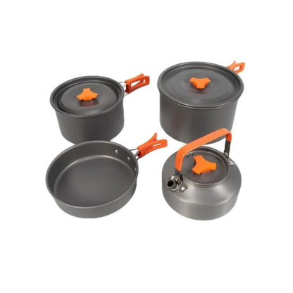 Camping Cookware Cooking Kettle Pot Hiking Picnic Equipment Portable Frying Pan Hanging Pot, Hiking Picnic Tableware