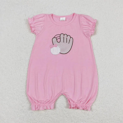 Wholesale Baby Girl Newborn Birthday Balloons Romper Bubble Embroidery Pink Plaid Bows Jumpsuit Kids Toddler Summer Clothes