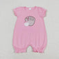 Wholesale Baby Girl Newborn Birthday Balloons Romper Bubble Embroidery Pink Plaid Bows Jumpsuit Kids Toddler Summer Clothes