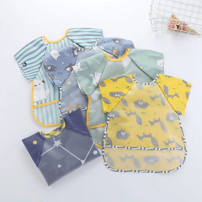 Baby Girls Apron Bibs Toddler Long Sleeve Scarf Waterproof Art Smock Feeding Bib Infant Boys Girls Kids Burp Cloth Bandana
