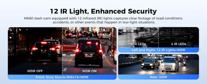 AZDOME Dash Cam M660 2.5K+3*1080P 4CH Car DVR GPS 5G Wifi Free 64GB Card Voice Control 24H Parking Monitor Super Night Visio
