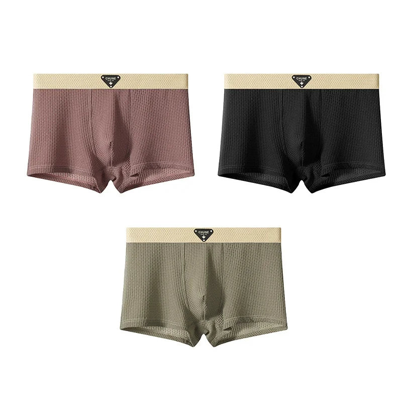 1/3PCS Men's Cool Ice Silk Boxers Shorts Summer Satin-like Solid Underpants Skin Friendly Breathable Mesh Crotch Male Underwear