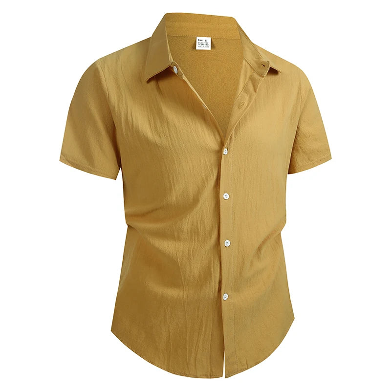 Men's Cotton Linen Shirt Summer Short Sleeve Male Tops 2026 Brand Clothing High Quality Shirts Casual Fashion Shirt For Men