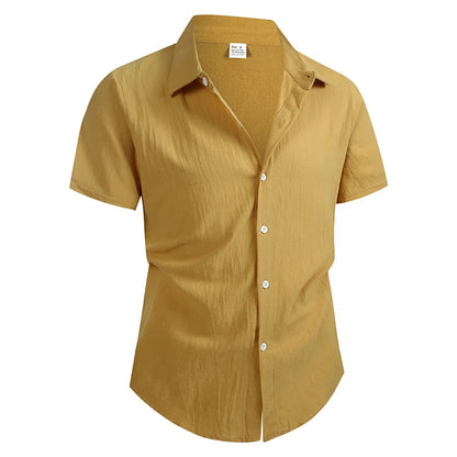Men's Cotton Linen Shirt Summer Short Sleeve Male Tops 2026 Brand Clothing High Quality Shirts Casual Fashion Shirt For Men