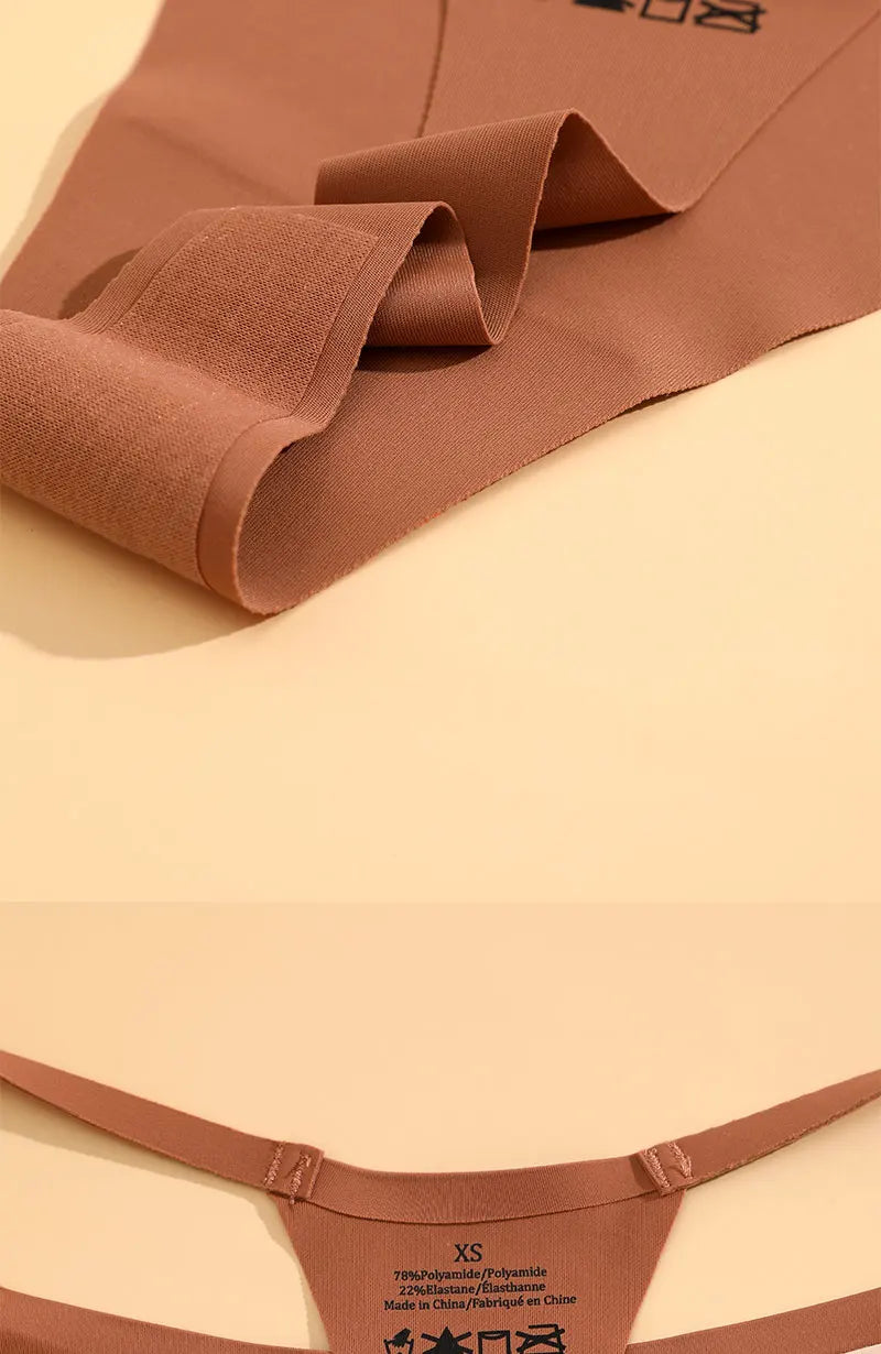 4PCS/Set Silk Seamless Thongs for Women Sexy Low Rise Panties Female Ultra Thin Breathable Underwear G-String T-Back Underpants