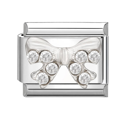 Zircon Pearl Heart Bow Candy Flower Butterfly Italian Charm Links Fit 9mm Stainless Steel Bracelet Personalized DIY Making Gifts