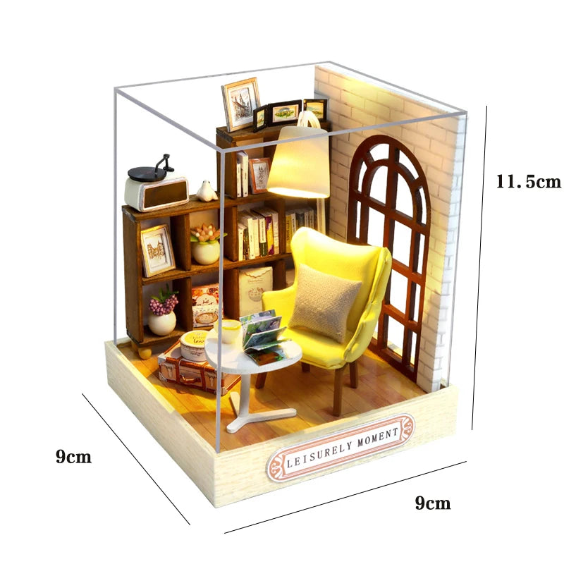 Mini Miniature Doll House DIY Small House Kit Making Room Toys Home Bedroom Decorations With Furniture Wooden Craft DollHouses