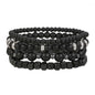 4Pcs/Set Black Gall Stone Volcanic Stone Wood Beads Multi-layer Men's Combination Elastic Bracelet For Couple Friends Jewelry