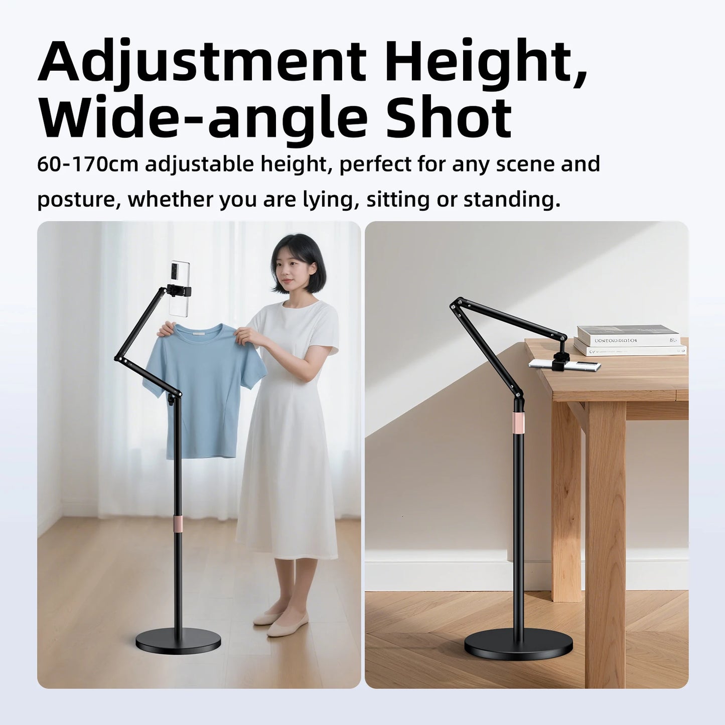 GOOJODOQ Tablet Stand Phone Holder Floor Lazy Support Stand Desktop Live Broadcast Stand Aluminum Alloy Retractable iPad Clip
