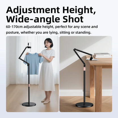 GOOJODOQ Tablet Stand Phone Holder Floor Lazy Support Stand Desktop Live Broadcast Stand Aluminum Alloy Retractable iPad Clip