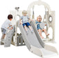 3-in-1 Toddler Slide Climber Playset, Freestanding Slide for Kids Indoor Outdoor Toy W/ Telescope, Tunnel, Basketball Hoop, Ball